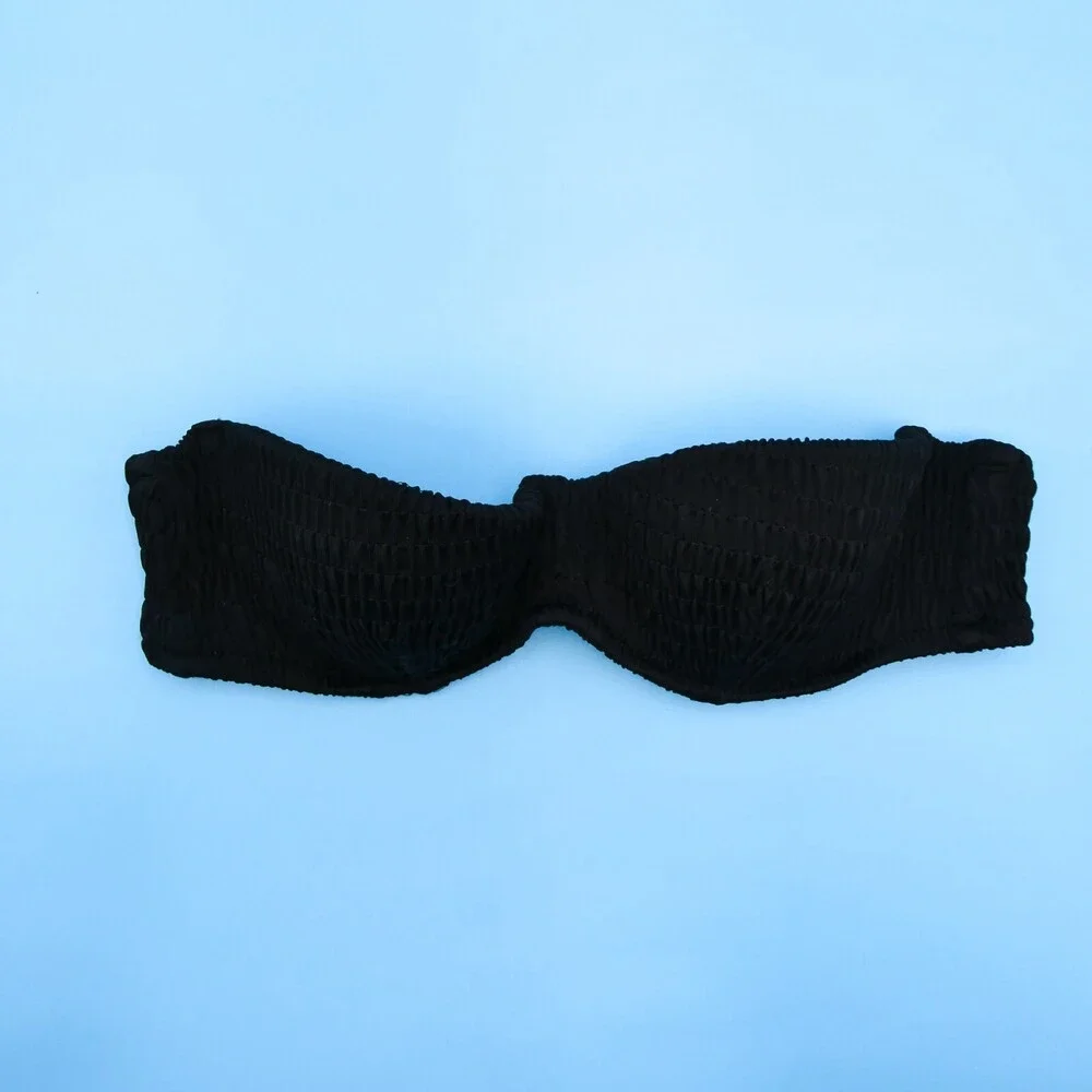 Victorias‎ Secret 32A Bandeau Strapless Ruched Padded Black Swimsuit VS Top New